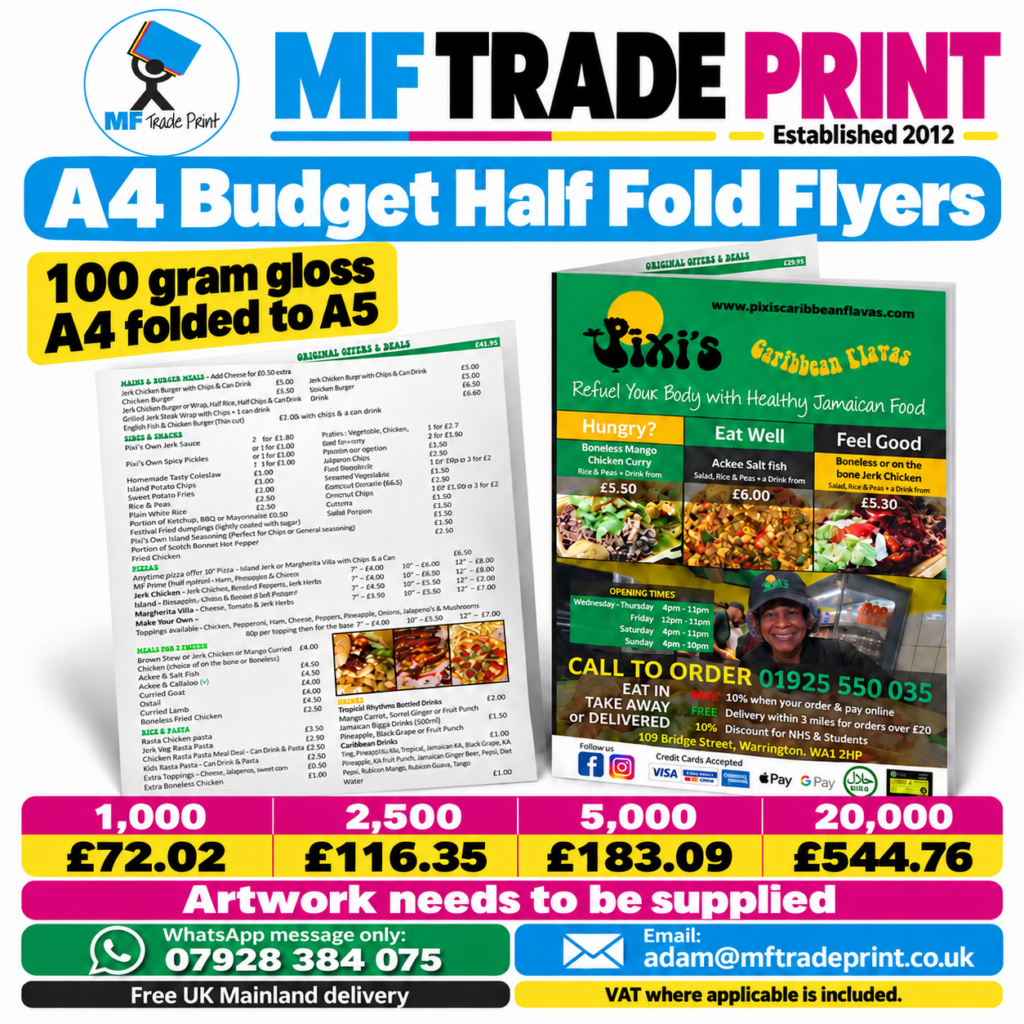 Half fold budget menus