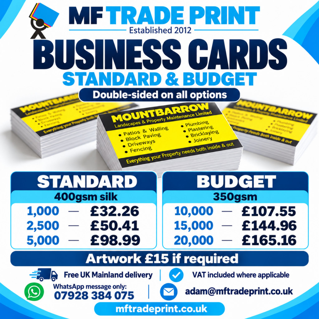 MF Trade Print business card advert