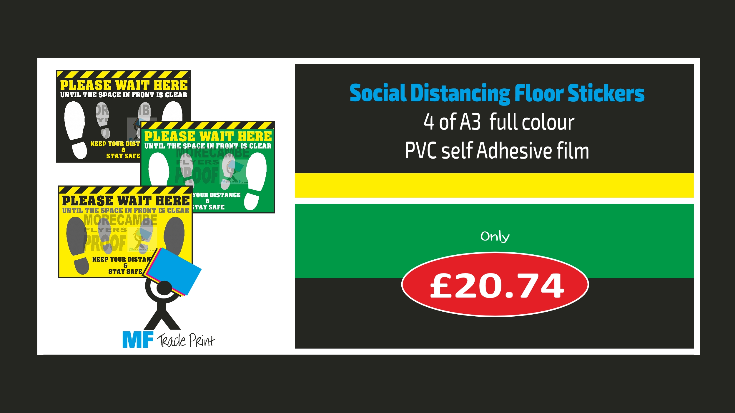 Social distancing floor stickers any colour web