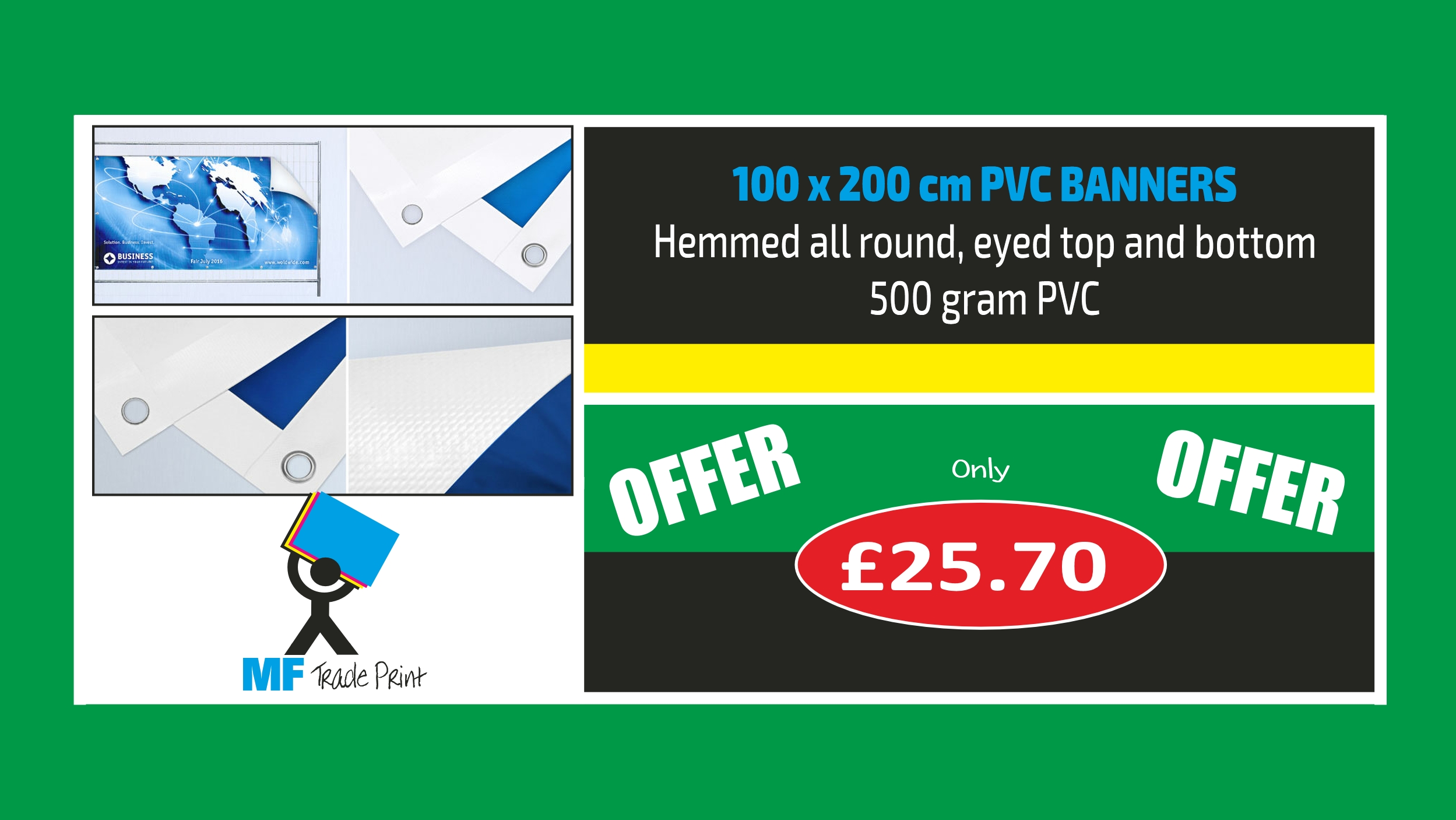 100 x 200 cm pvc banners on offer