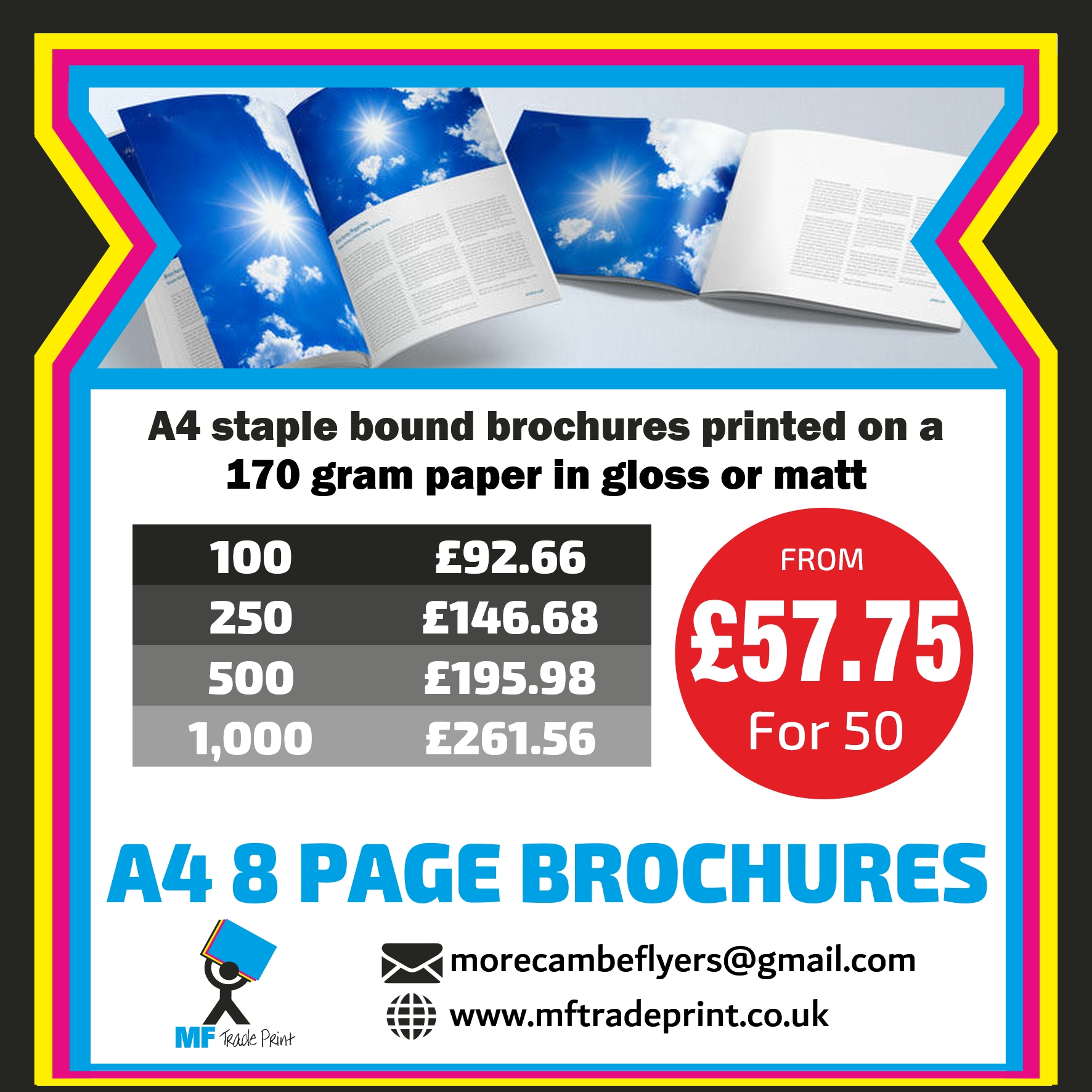 A4 full colour printed brochures staple bound