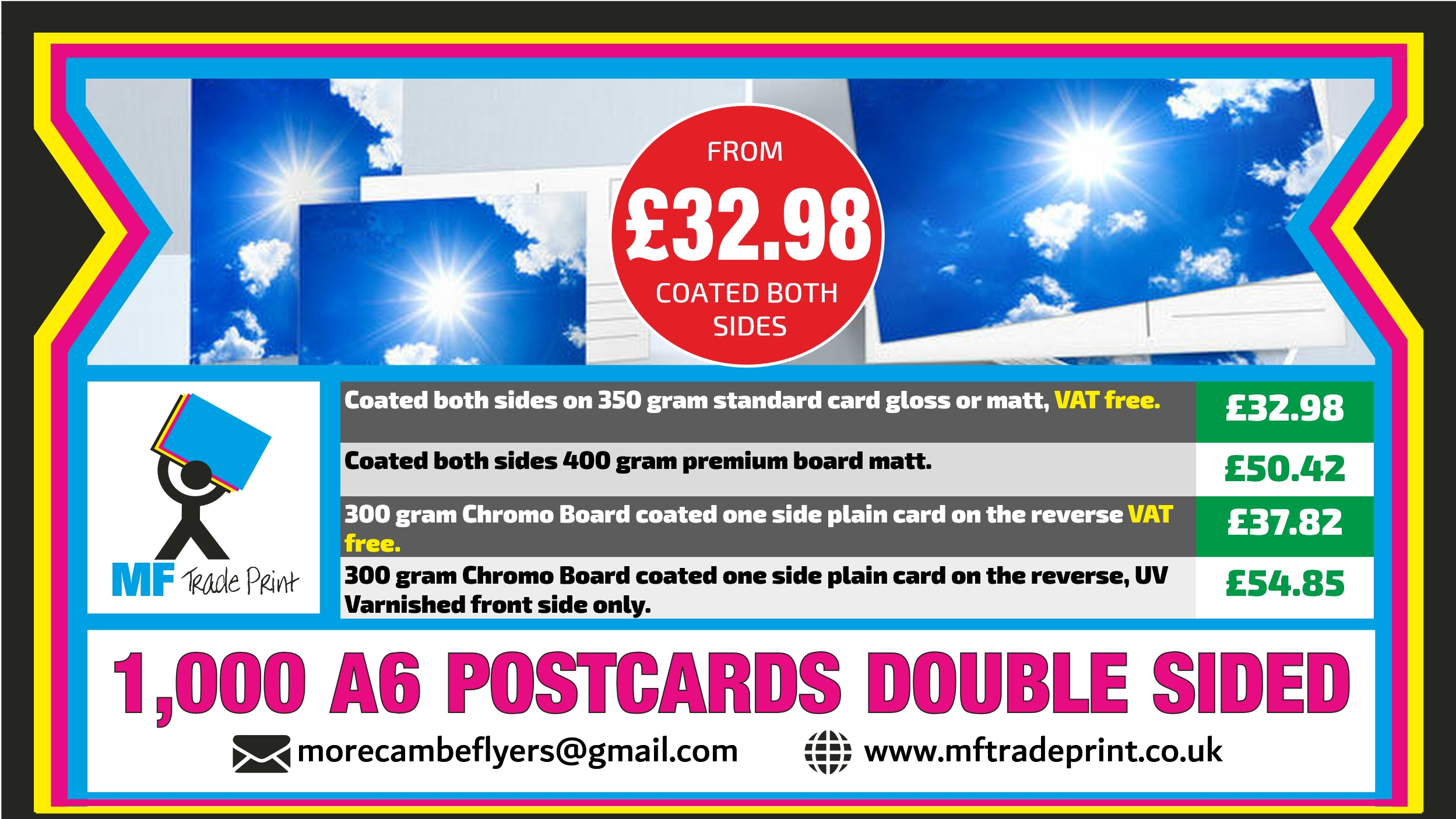a6 postcards printed full colour 4 different types SHARE