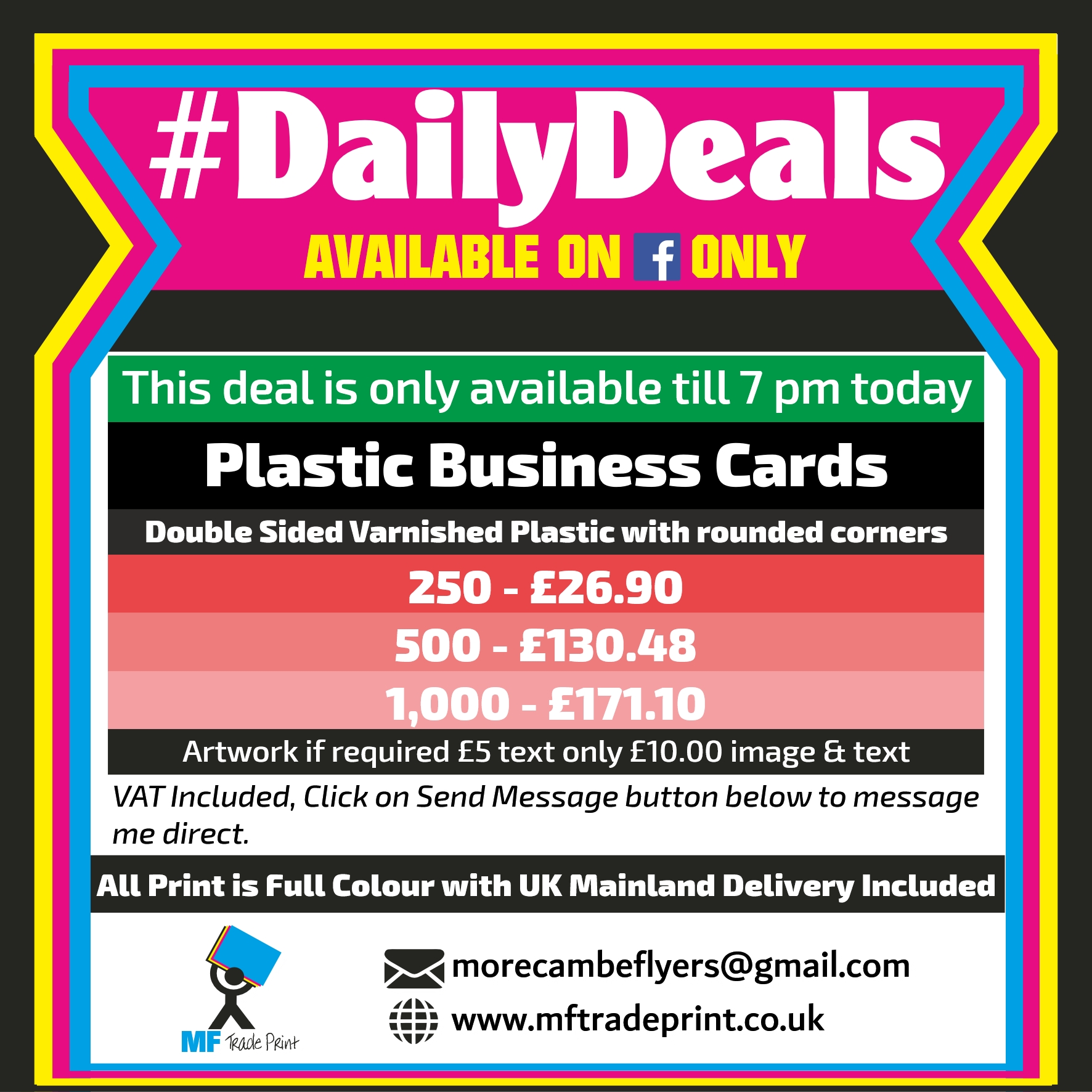 #dailydeals plastic business card varnished bargain price