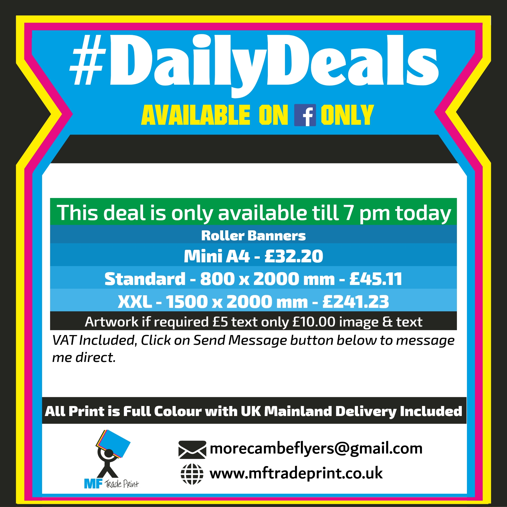 #dailydeals roller banners full colour printed