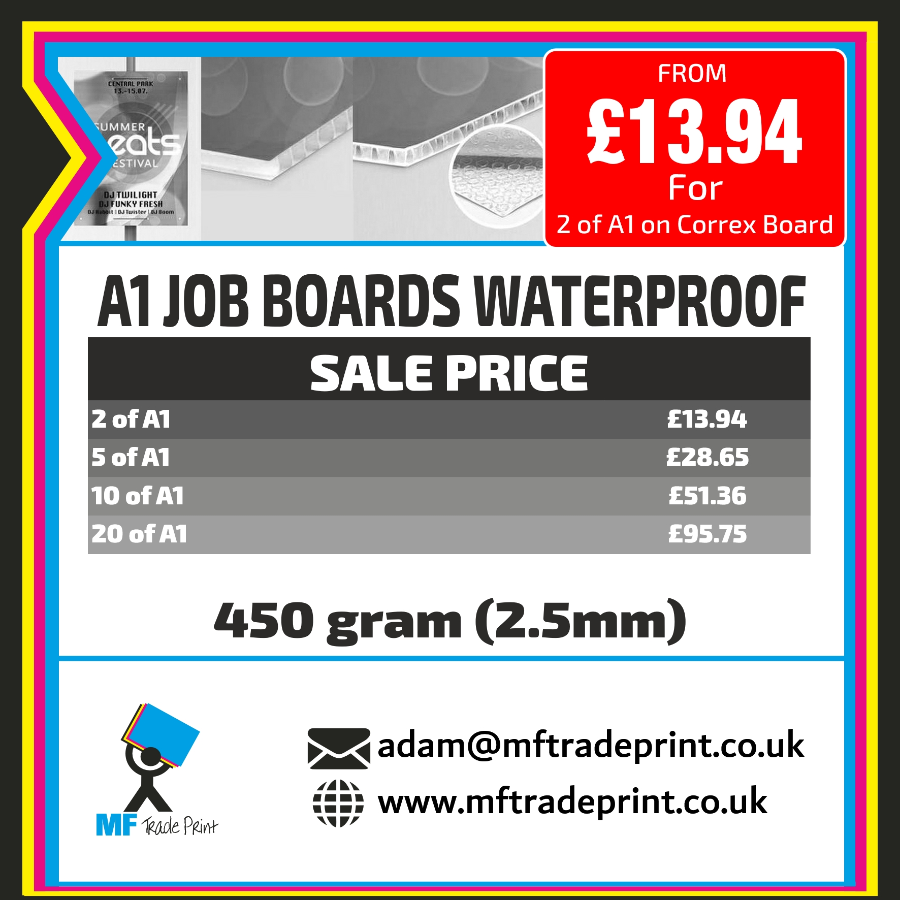 A1 waterproof job boards correx board2