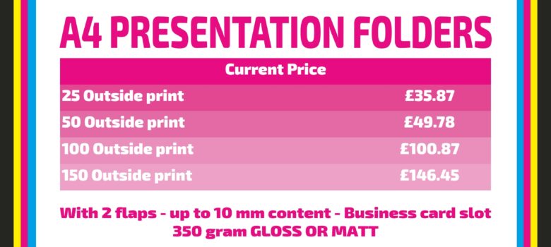 A4 presentation folders full colour