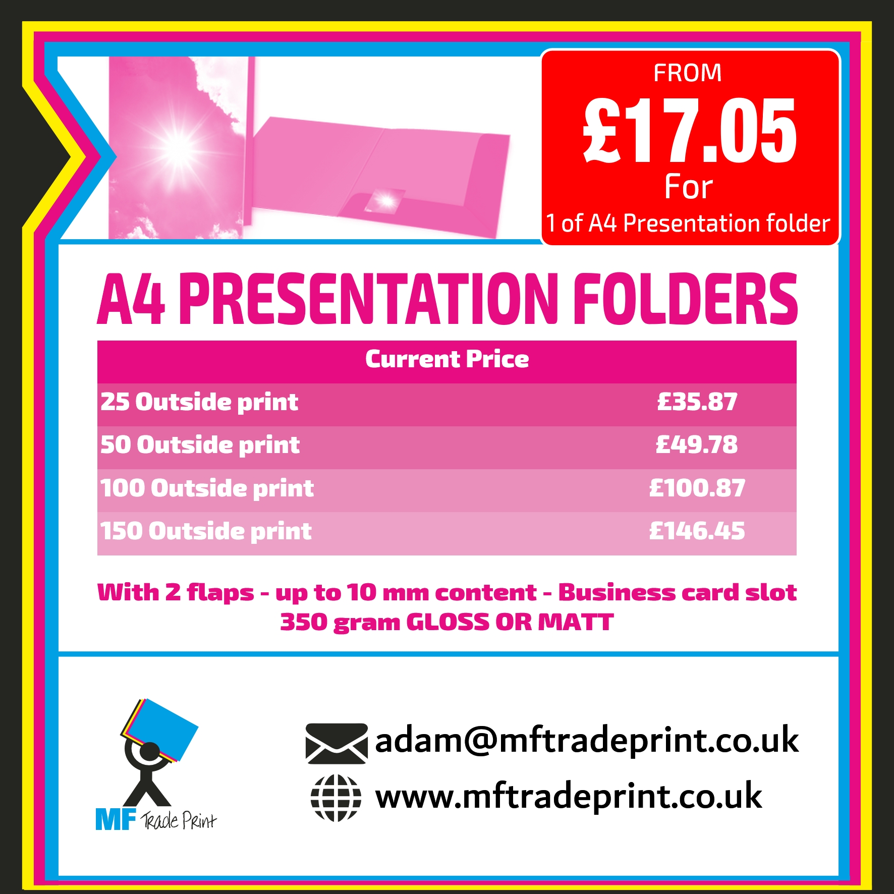 A4 presentation folders full colour