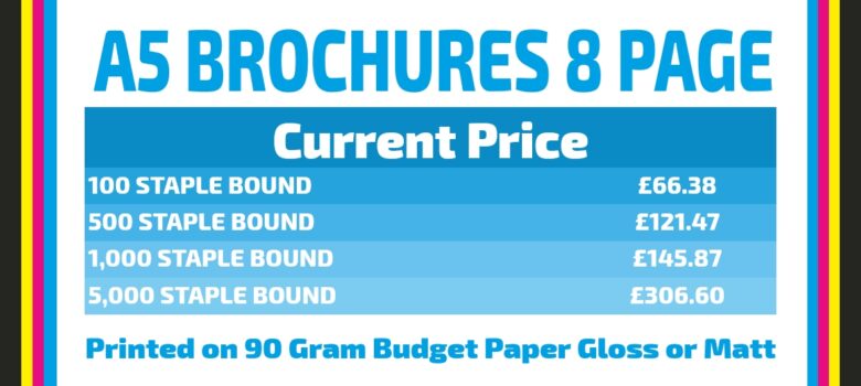 A5 brochures staple bound full colour budget