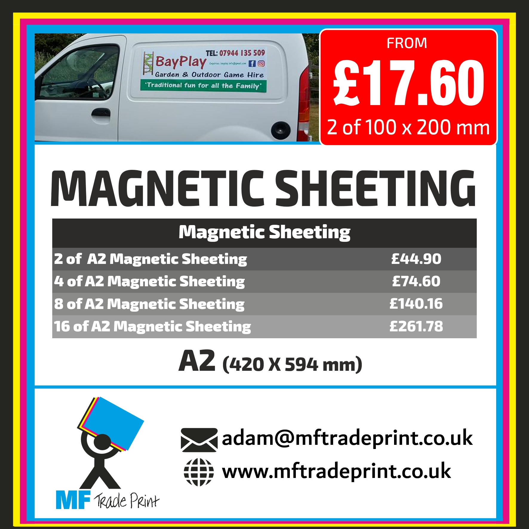 Magnetic sheeting car magnets printed full colour