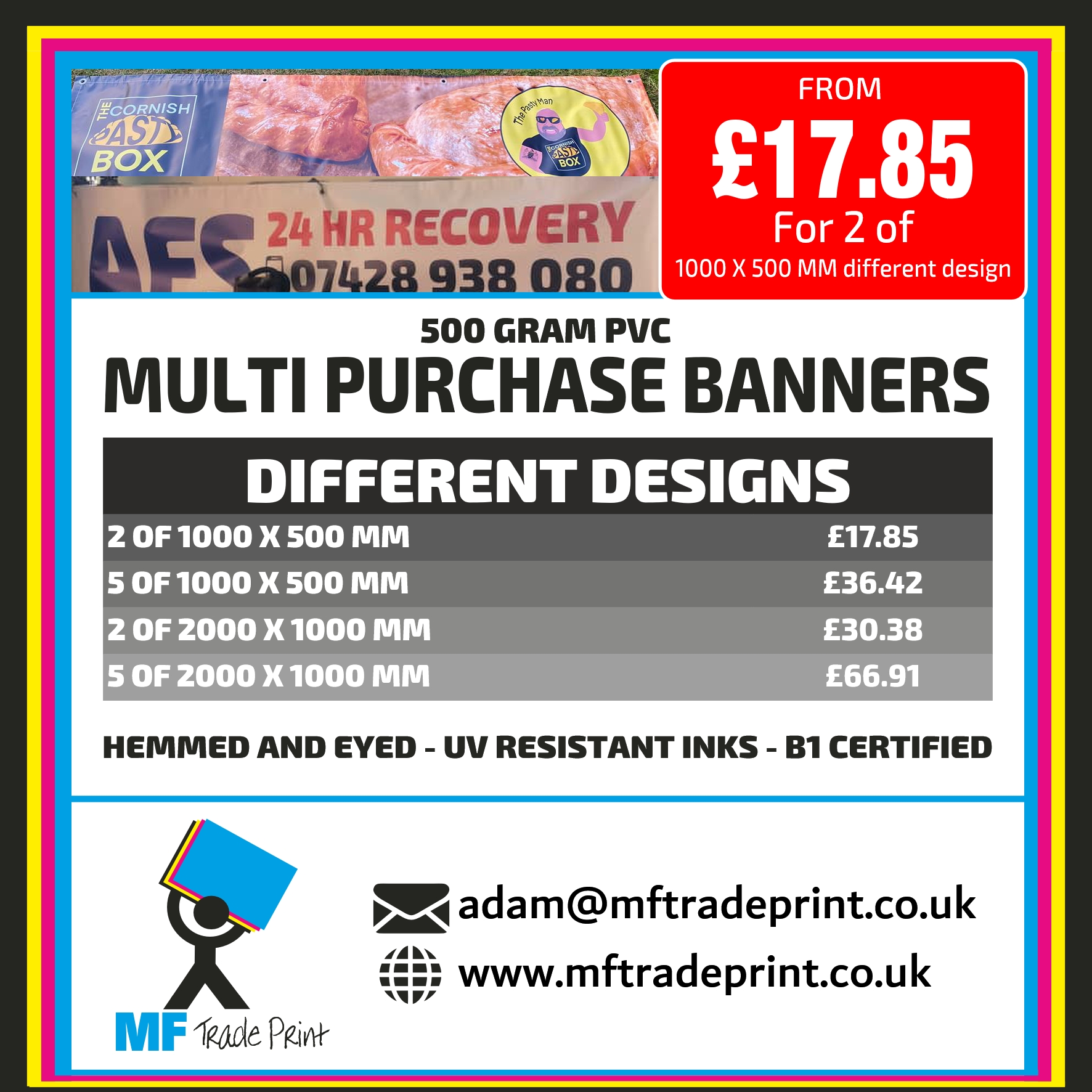 pvc banners full colour hemmed and eyed multi purchase different designs