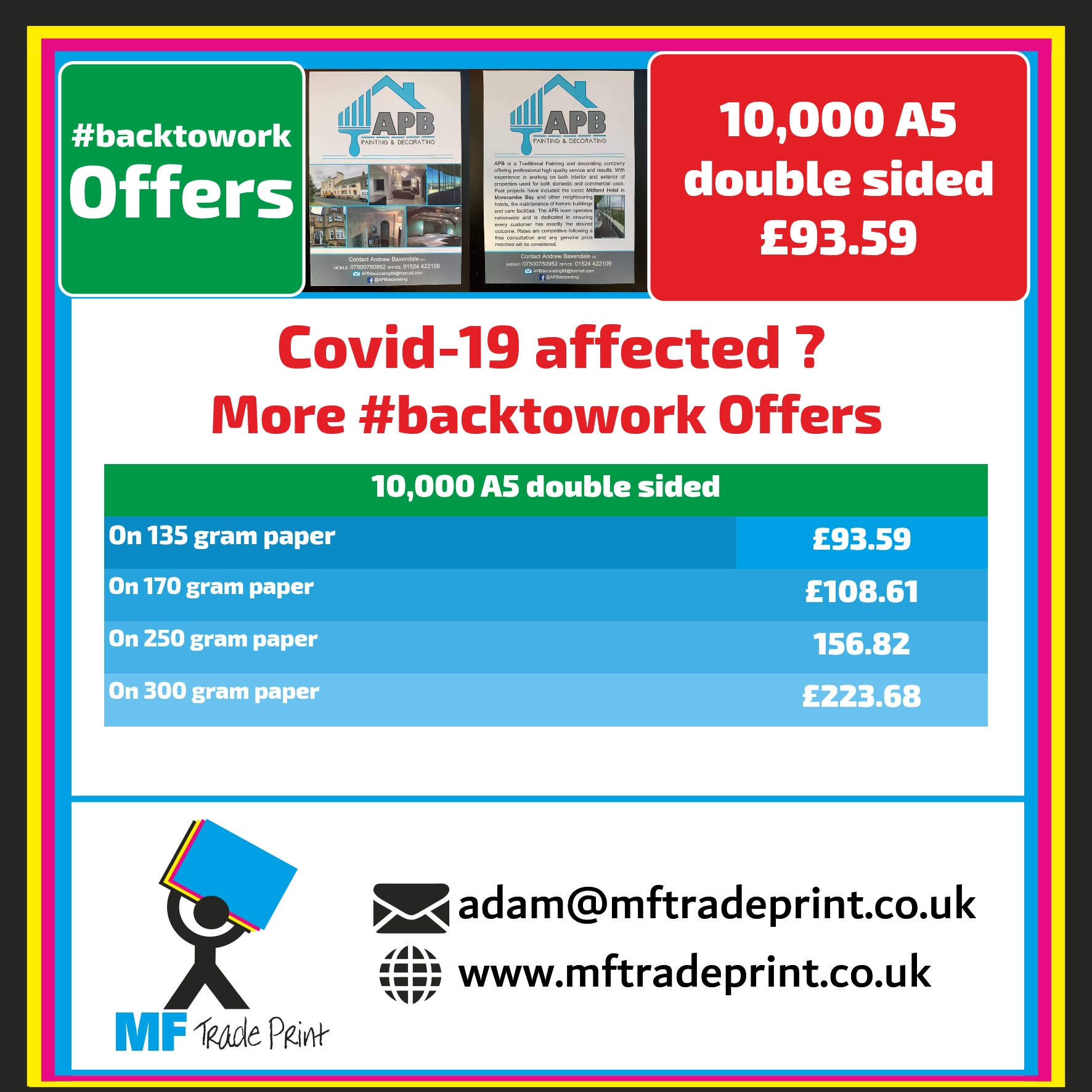 10,000 A5 full colour printed flyers offer