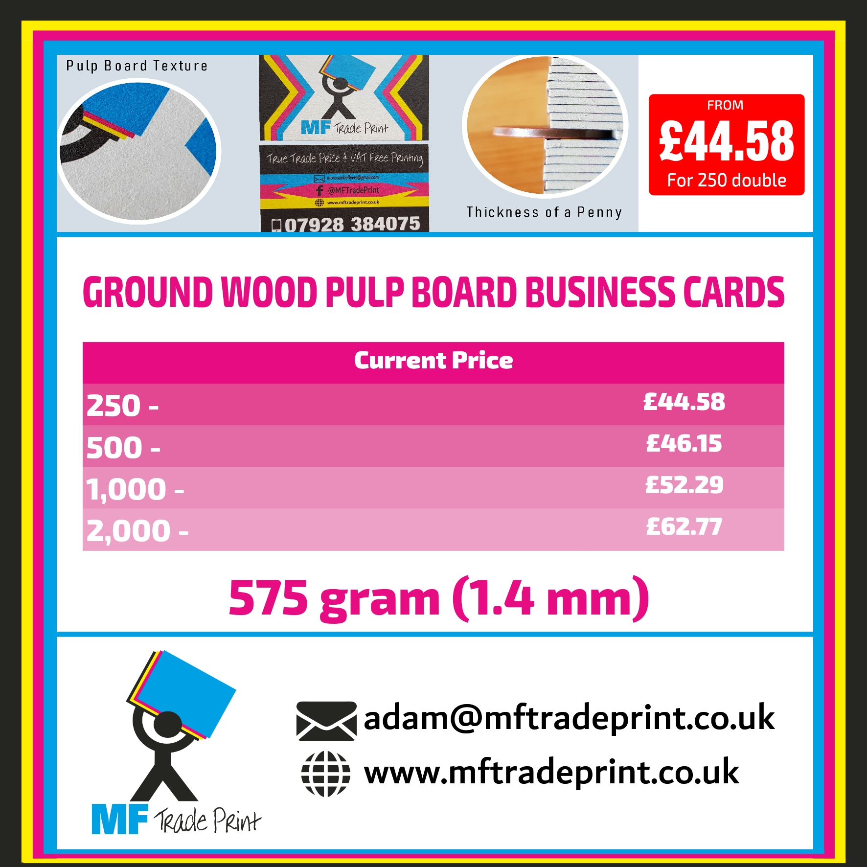 Biodegradable Business cards pulp wood board