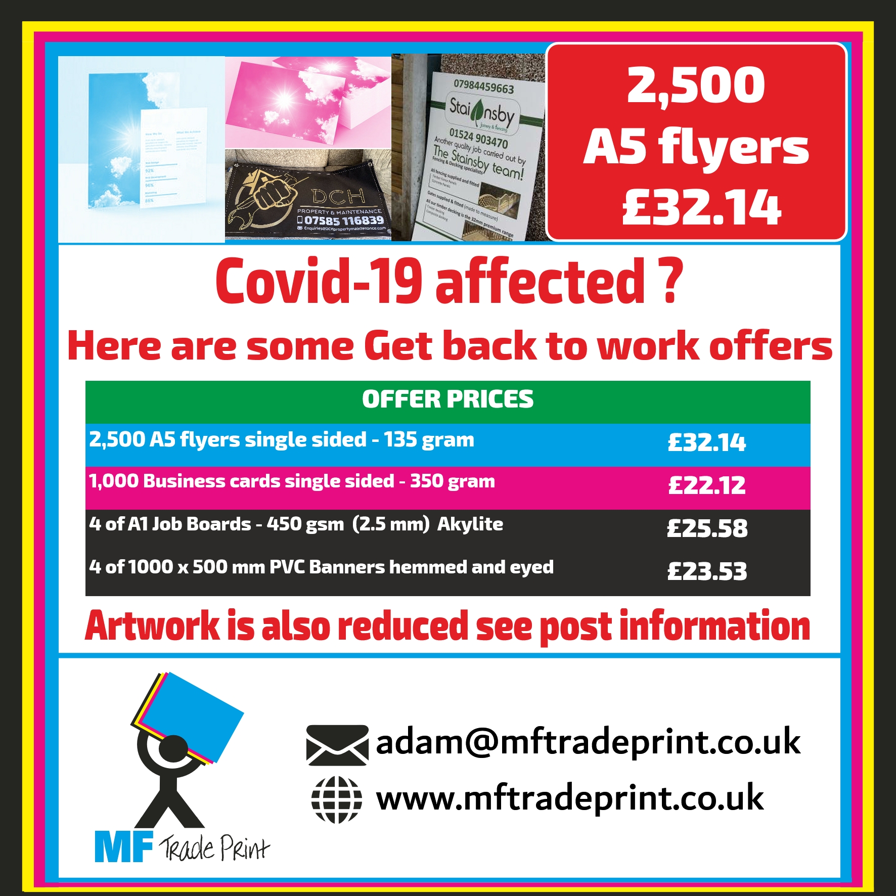 Covid 19 affected back to work print offers