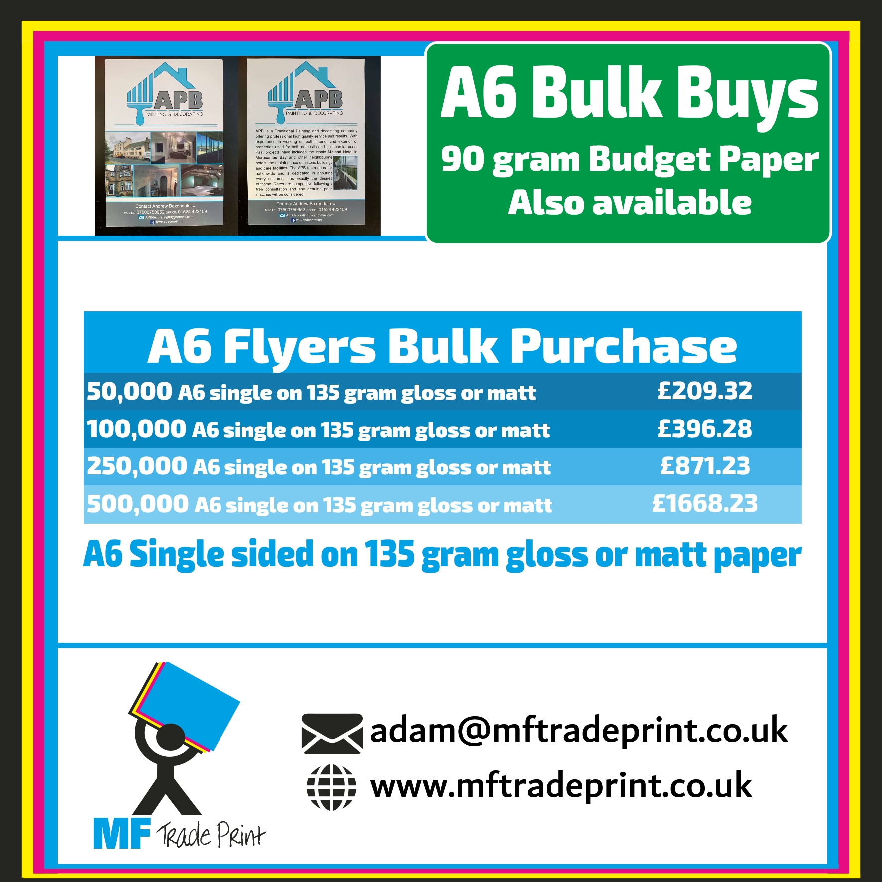 A6 flyers leaflets bulk buy bargain prices