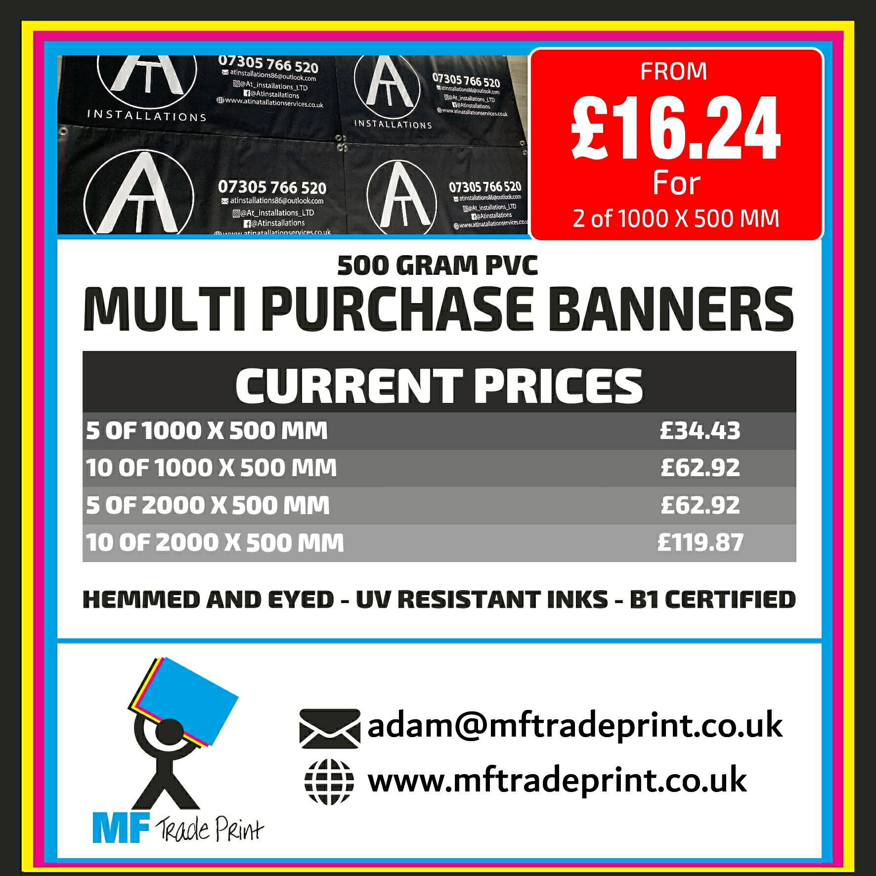 pvc banners full colour hemmed and eyed multi purchase 11