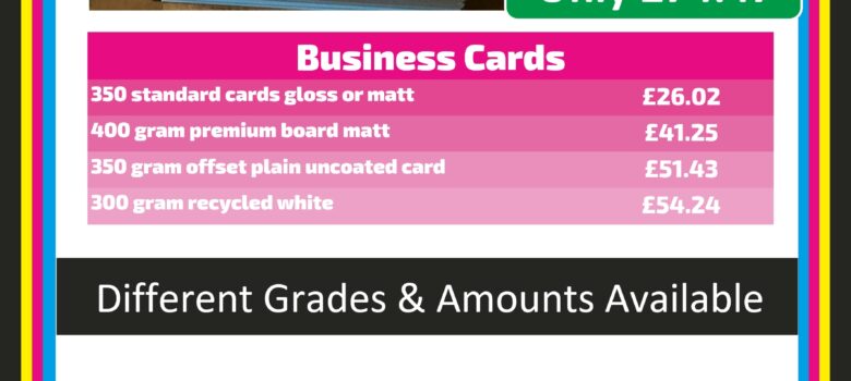 1,000 full colour business cards different grades