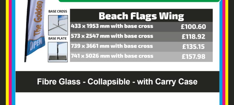 full colour printed fibre glass beach flags