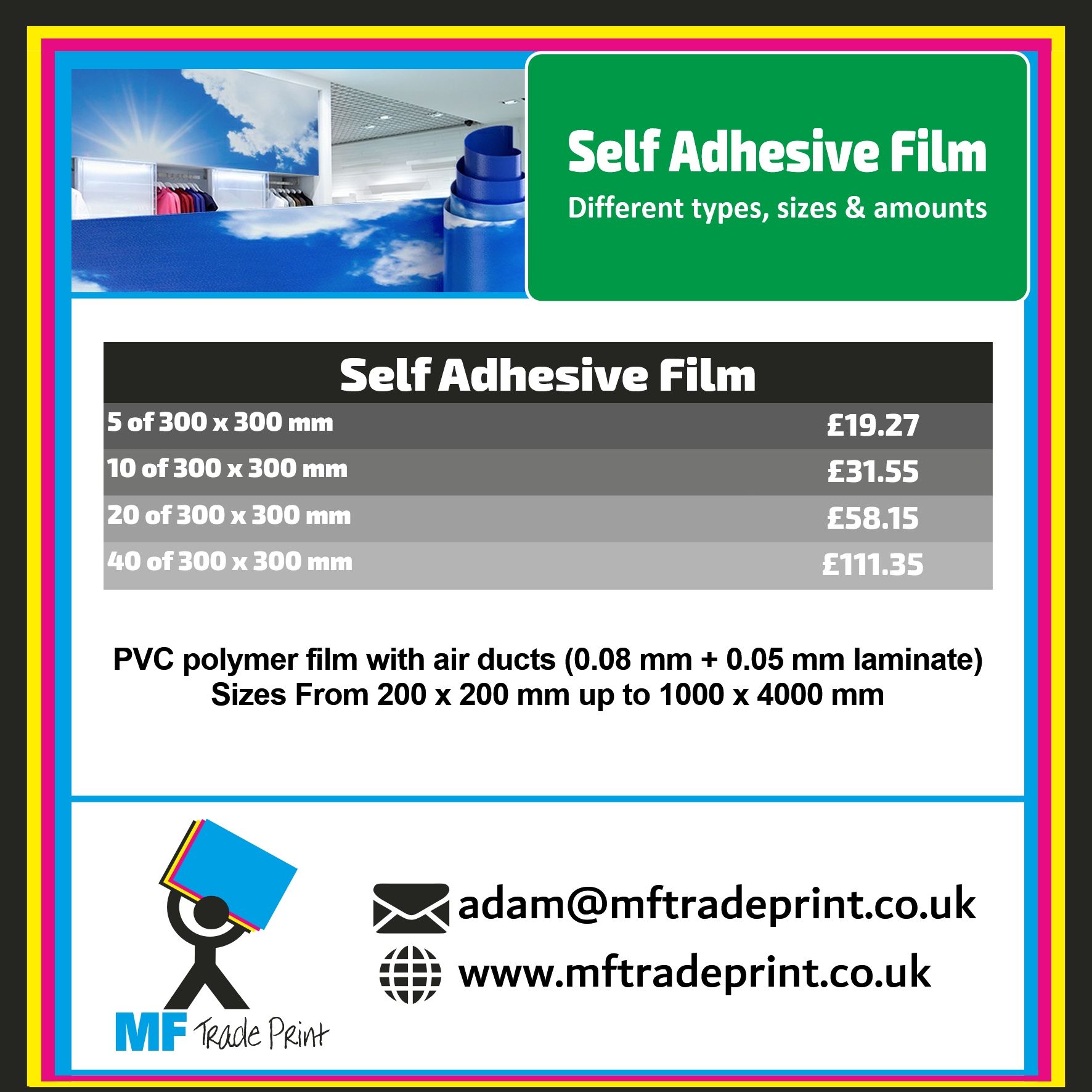 self adhesive film polymer permanent adhesive window film