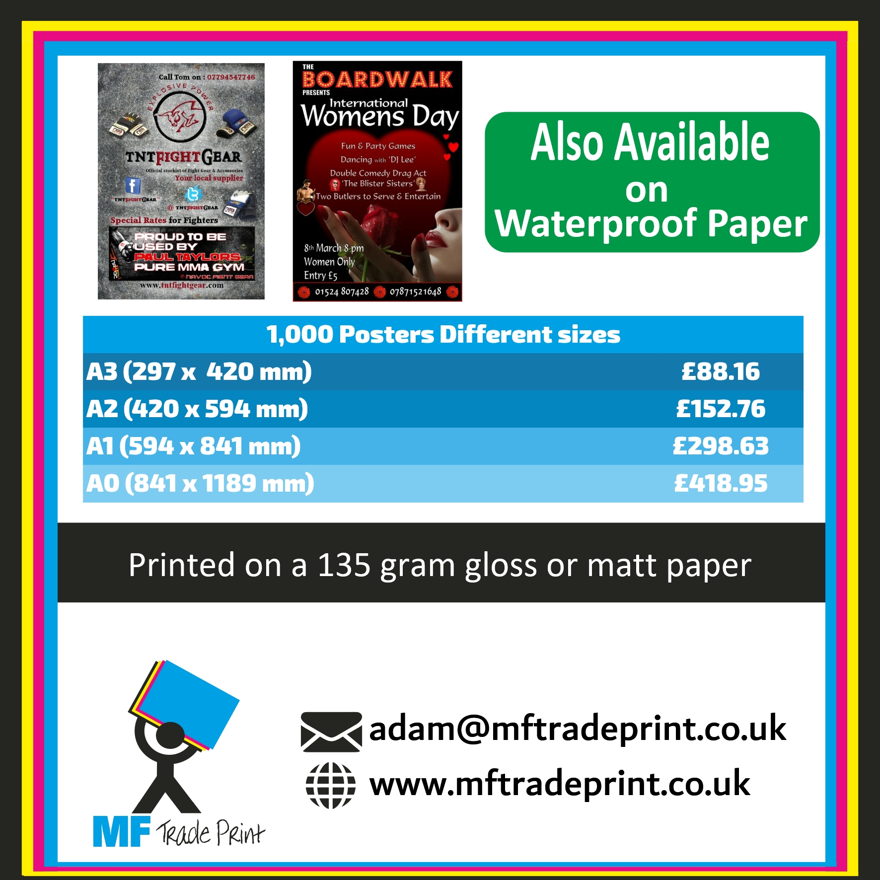 Posters waterproof outdoor posters full colour