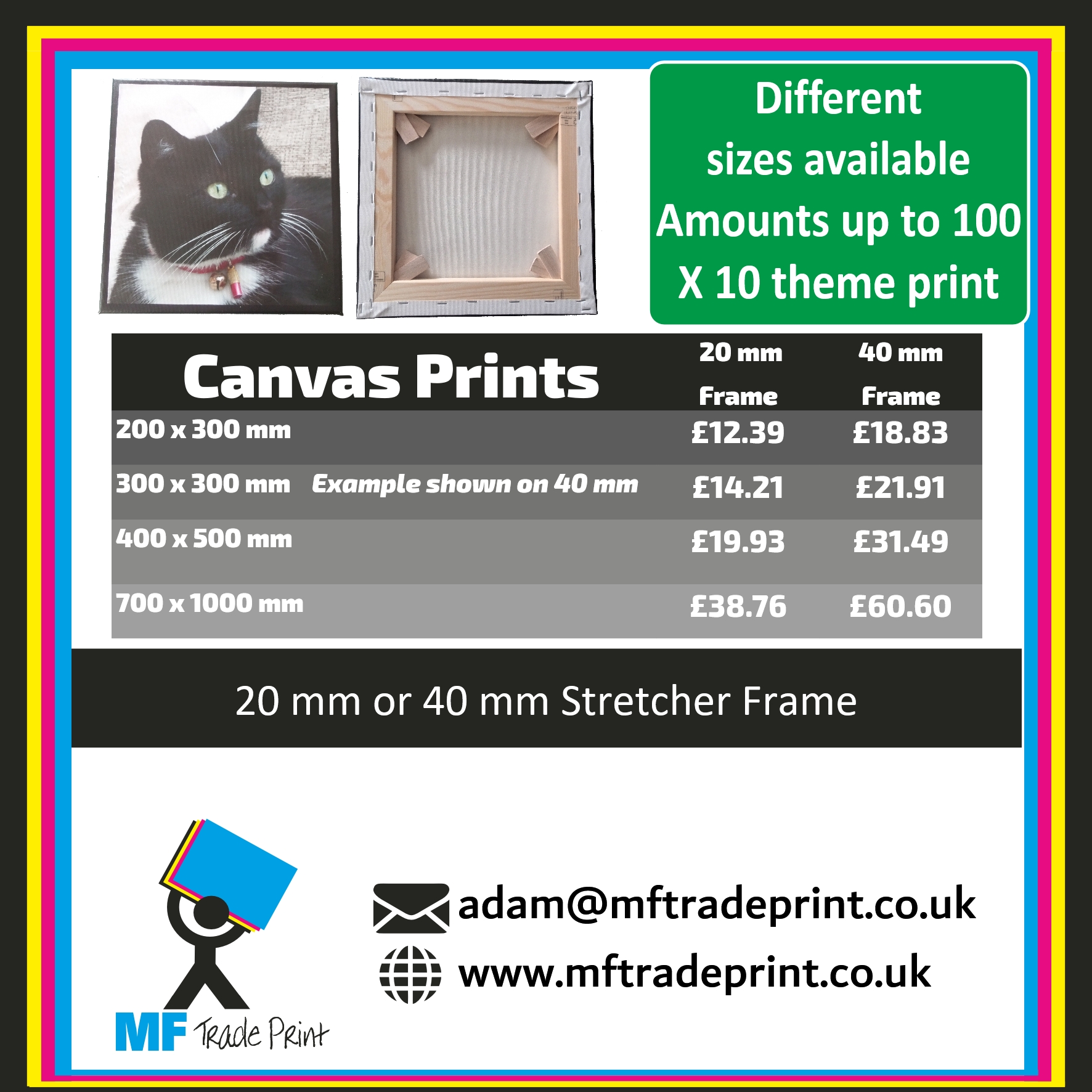canvas prints on true stretcher frames