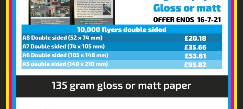 10,000 flyers leaflets offer A5 A6 A7 A8