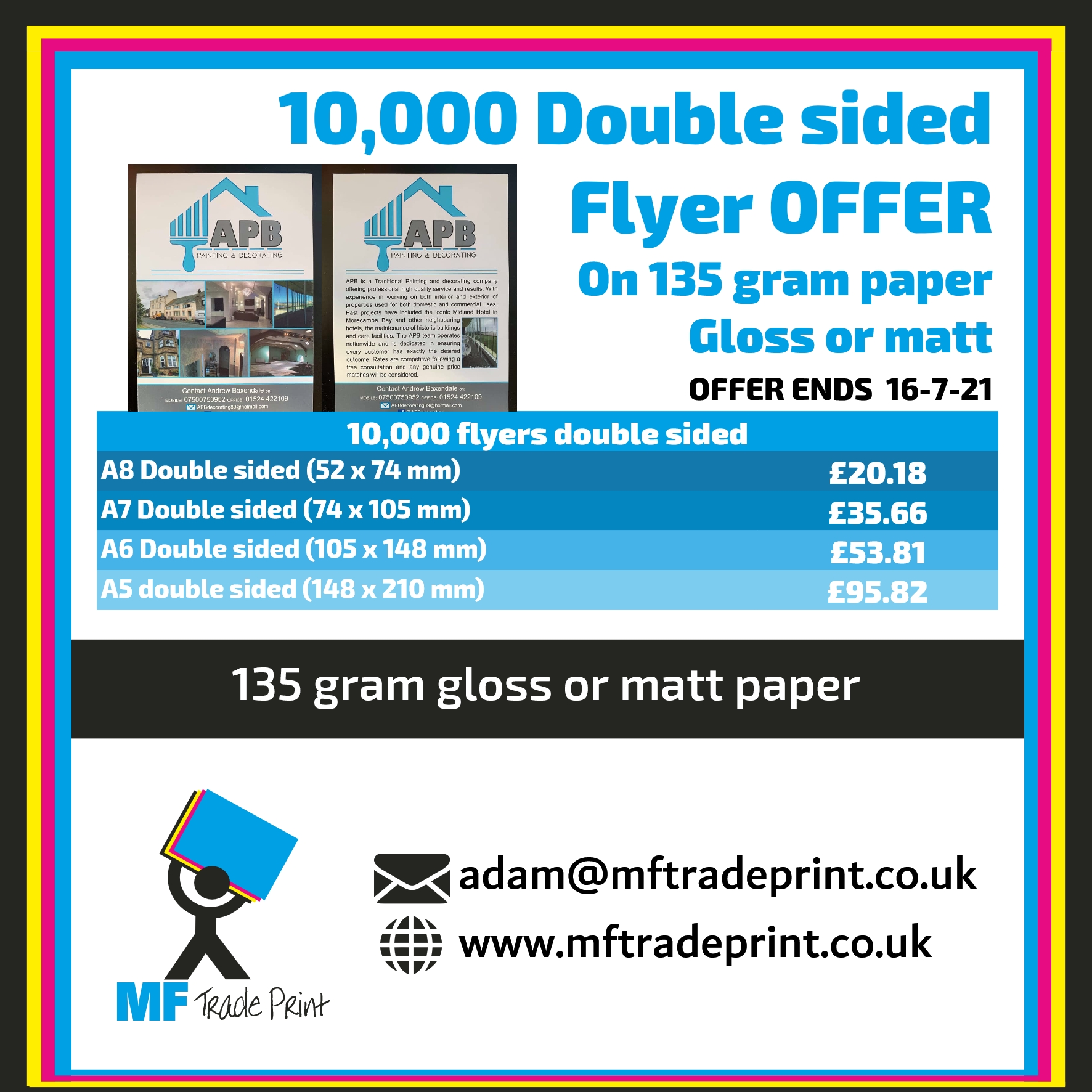 10,000 flyers leaflets offer A5 A6 A7 A8
