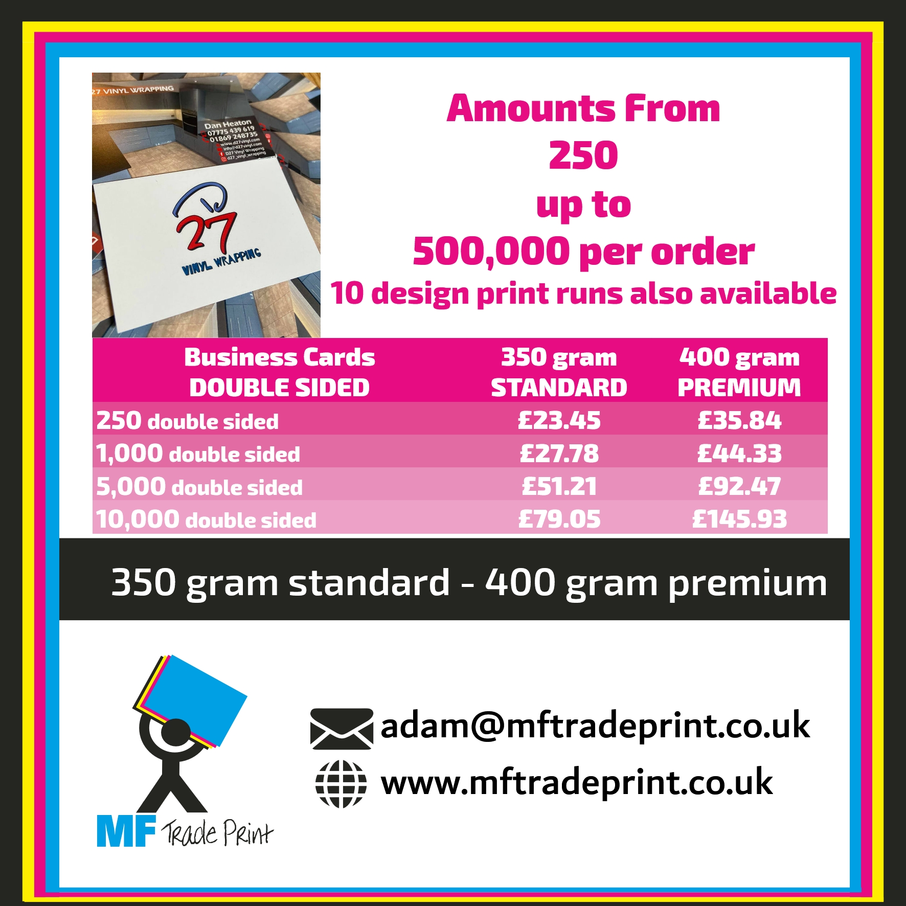 Business cards premium and standard