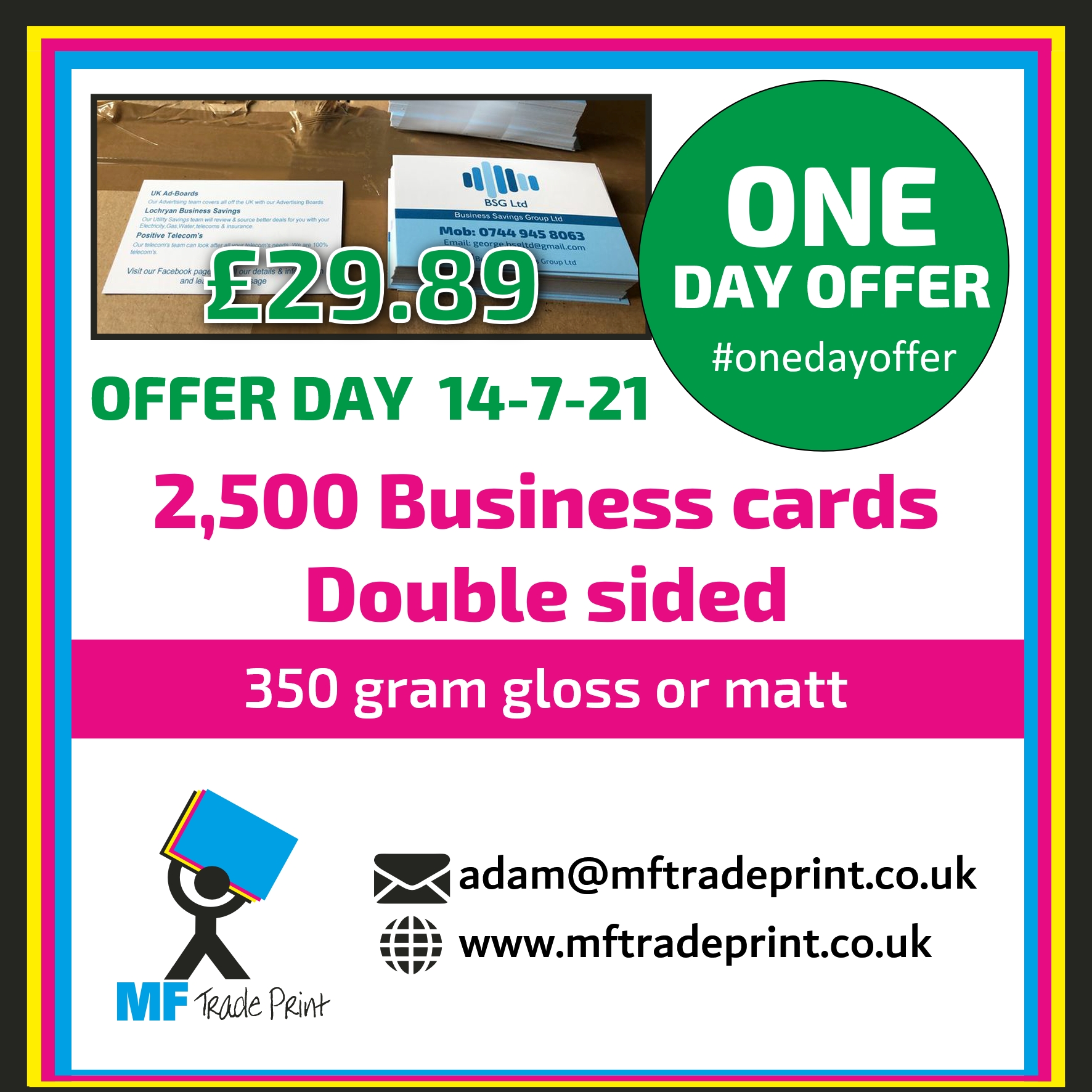 #onedayoffer 2,500 business cards