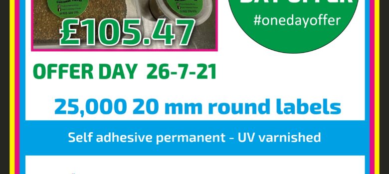 #onedayoffer 25,000 labels 20 mm round