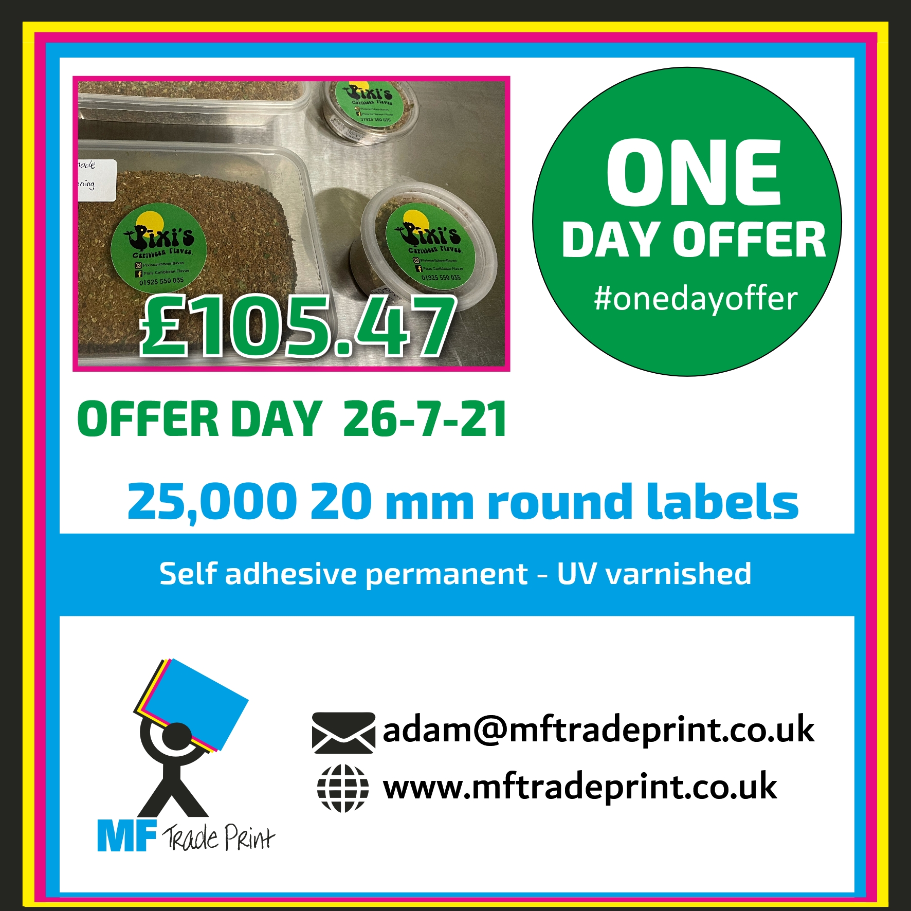 #onedayoffer 25,000 labels 20 mm round