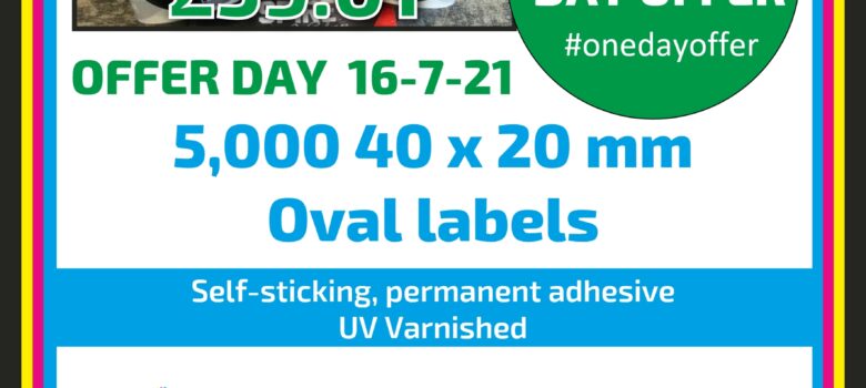 #onedayoffer 5,000 Oval Labels uv varnished
