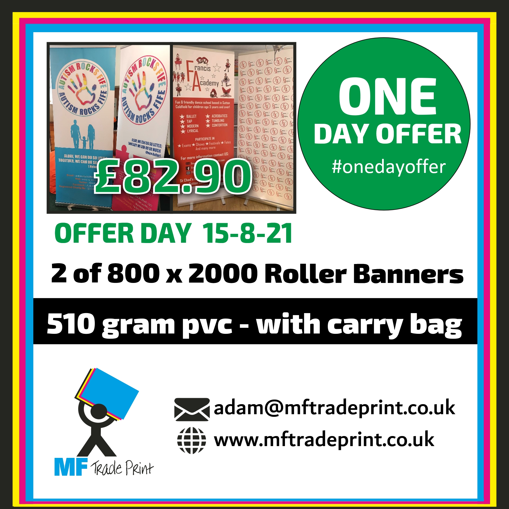 #onedayoffer 2 of roller banners low price for the pair