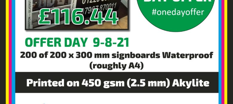 #onedayoffer 200 A4 Waterproof Signboards