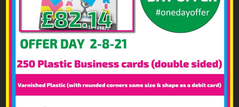 #onedayoffer 250 plastic business cards at an offer price
