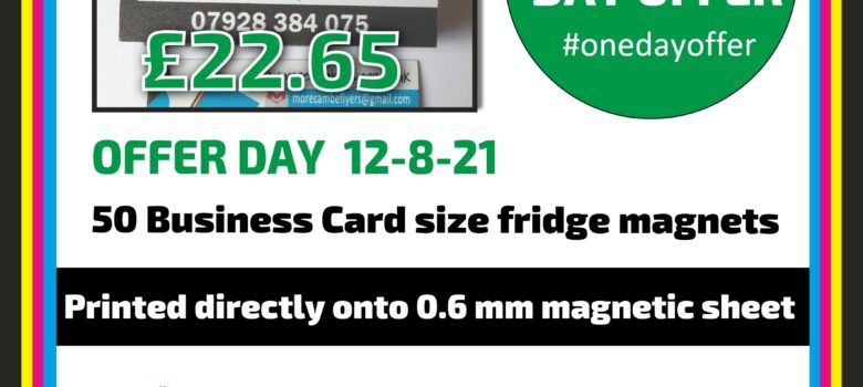 #onedayoffer 50 business cards size fridge magnets