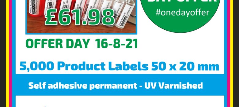 #onedayoffer 5000 product labels uv varnished