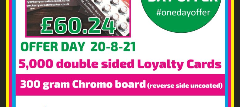 #onedayoffer 5,000 stampable loyalty cards 300 gram chromo board easy rite