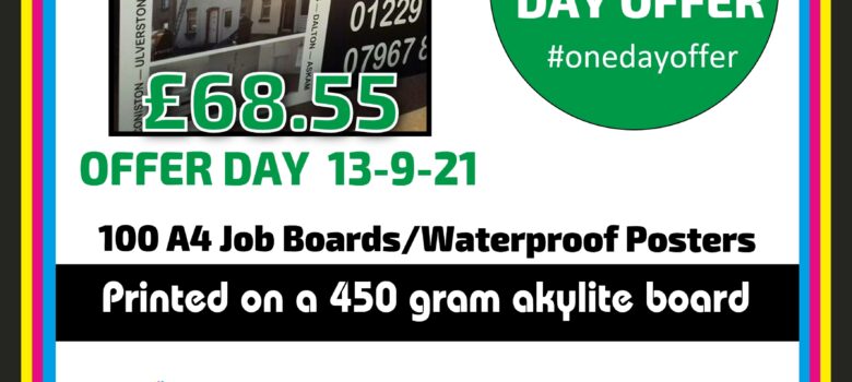 #onedayoffer 100 water proof A4 outdoor posters