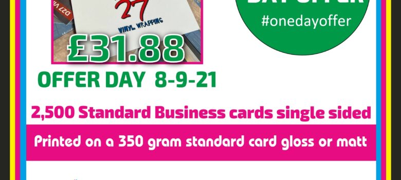 #onedayoffer 2500 business cards single sided