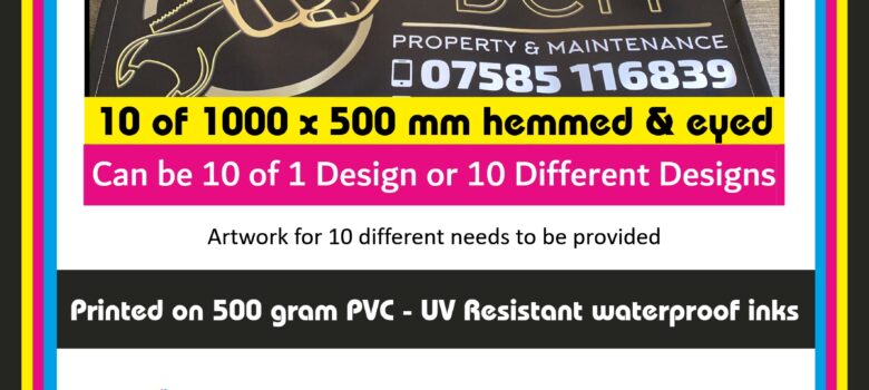 10 pvc banners bargain price of £5.96 each