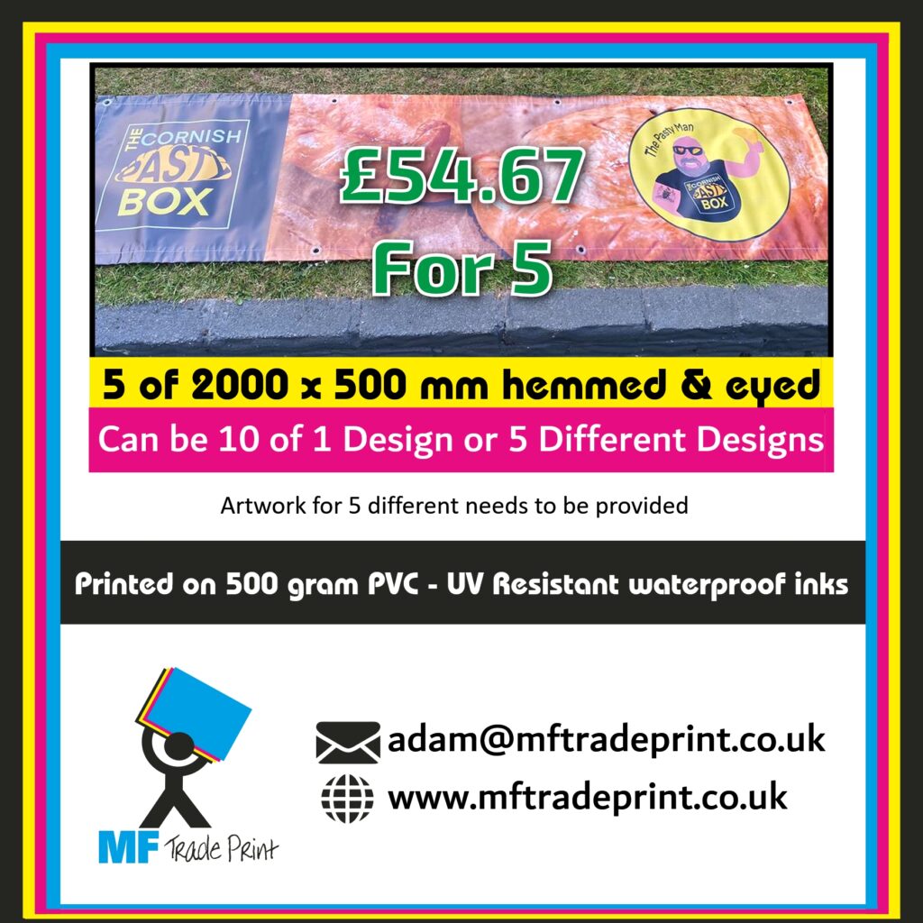 5 pvc banners2000 x 500 mm bargain price of 10.93 each