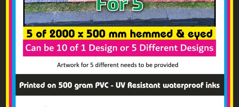 5 pvc banners2000 x 500 mm bargain price of 10.93 each