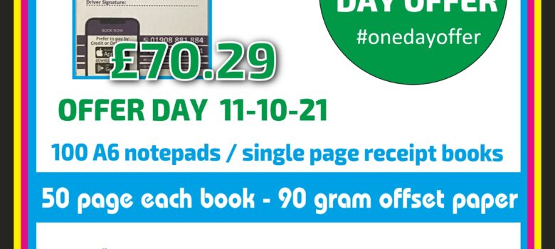 #onedayoffer 100 A6 notepads single page receipt books