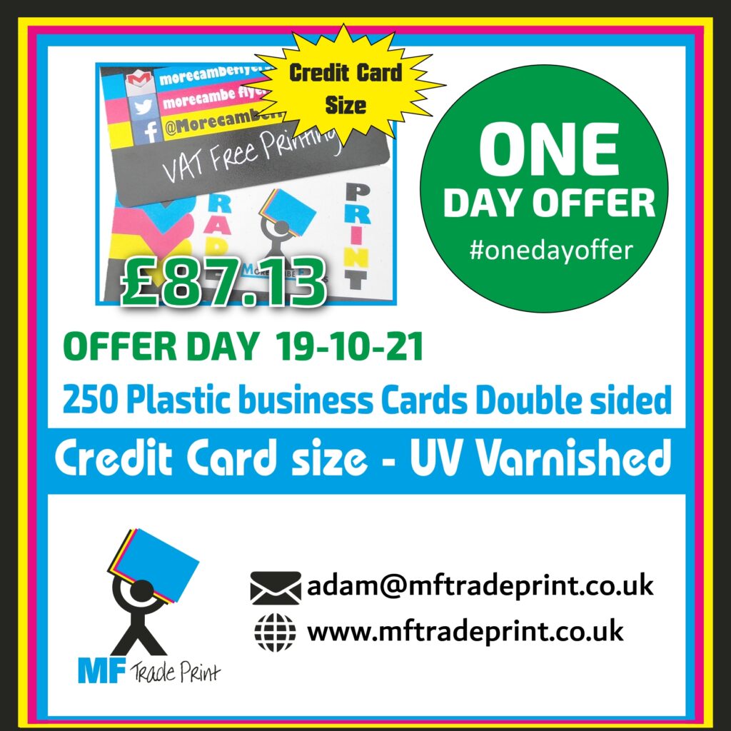 #onedayoffer Plastic business card debit card printed uv varnished 250