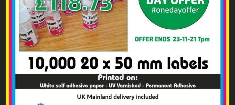 10,000 UV varnished labels #onedayoffer