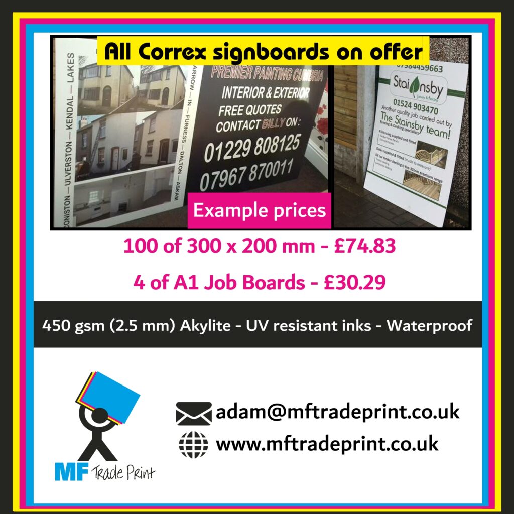 50 A4 waterprof signboards job boards correx board akylite