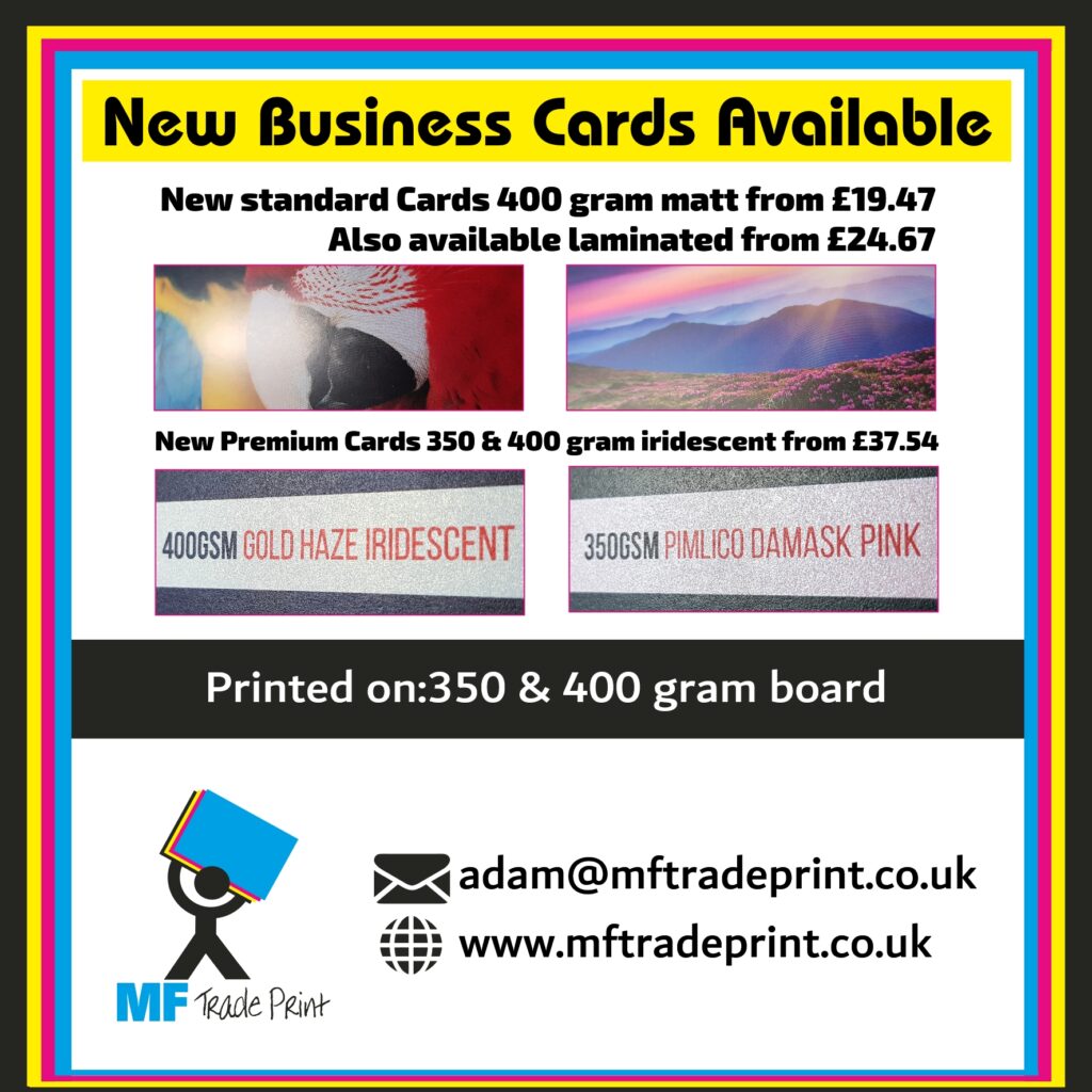 New Business cards 400 gram or Iridescent