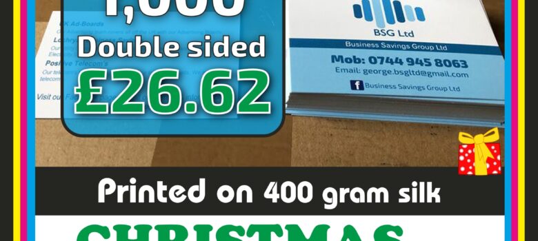 #christmasoffer 1,000 printed business cards double sided print offer