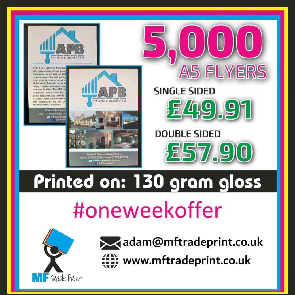 #onedayoffer 5000 A5 flyers printed full colour single or double sided