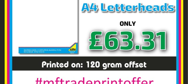 1,000 A4 letterheads printed full colour